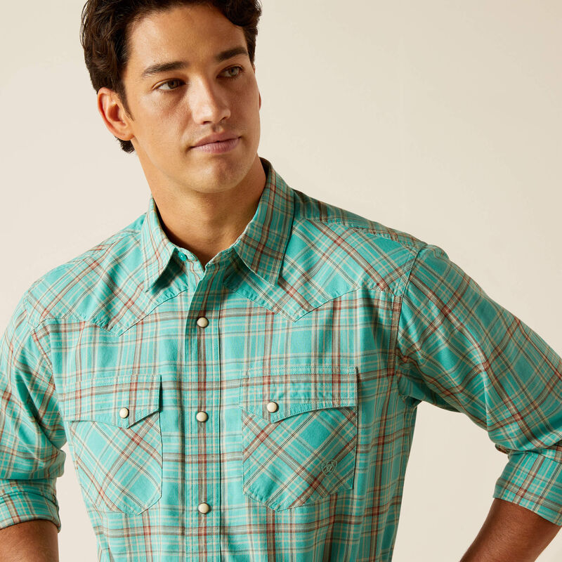 Ariat: Men’s Braylen Estate Blue Snap Classic Fit LS Shirt – La Raza