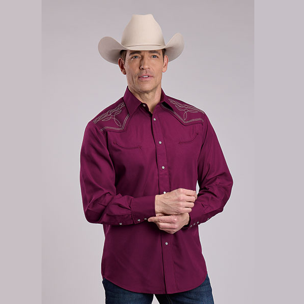Roper® Men's Performance Snap Western Shirt - Wine