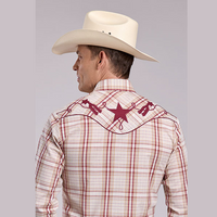 Roper® Men's Performance Snap Western Shirt - Cream, Tan & Wine Plaid