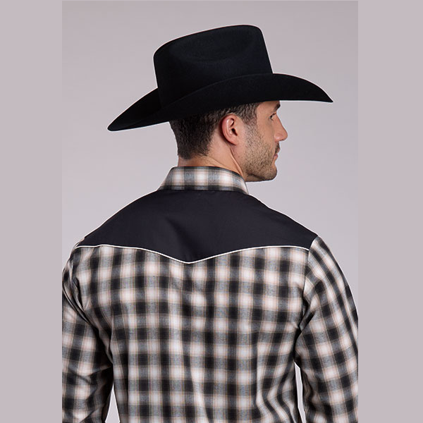 Roper® Men's Performance Snap Western Shirt - Black Plaid