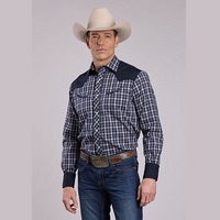 Roper® Men's Vintage Snap Western Shirt - Navy Plaid