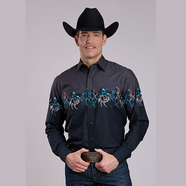 Roper® Men's Vintage Snap Western Shirt - Rodeo Scene