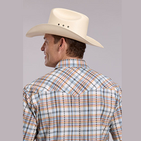 Roper® Men's Short Sleeve Performance Western Shirt - Cream Serape Plaid
