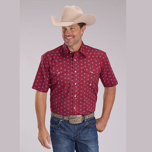 Roper® Men's Short Sleeve Amarillo Western Shirt - Lucky Red