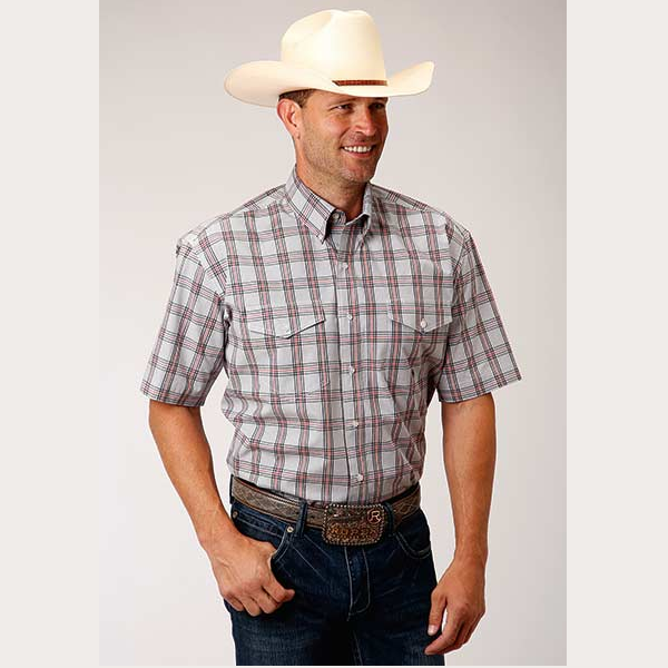 Roper® Men's Short Sleeve Amarillo Western Shirt - Coal Creek Check
