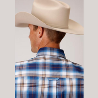 Roper® Men's Short Sleeve Amarillo Western Shirt - Royal Plaid