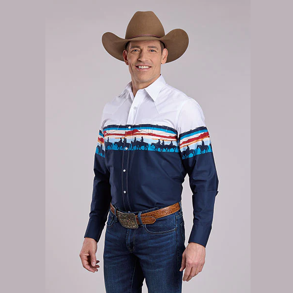 Roper® Men's Performance Snap Western Shirt - Sunset Border
