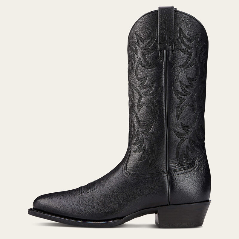 Ariat® Men's “Heritage R-Toe" Cowboy Boots - Black Deertan