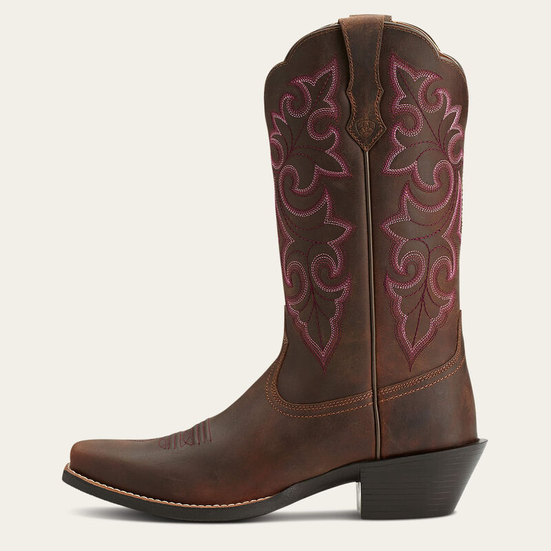 Ariat® Women's "Round Up" Square Toe Western Boots - Powder Brown