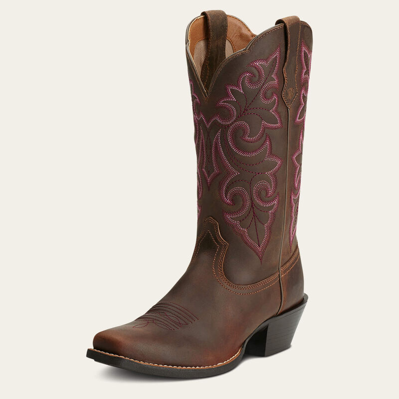 Ariat® Women's "Round Up" Square Toe Western Boots - Powder Brown