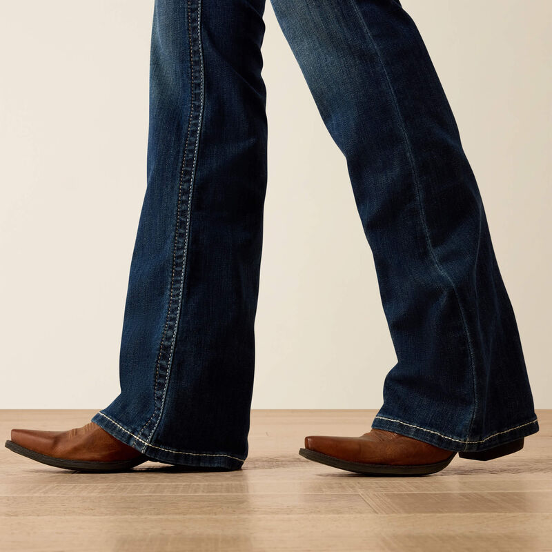 Ariat® Women's Mid-Rise "Entwined" Boot Cut Jeans - Festival Blue