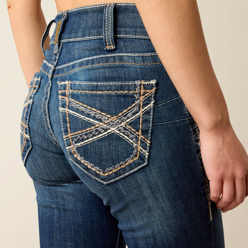 Ariat® Women's Mid-Rise "Entwined" Boot Cut Jeans - Festival Blue