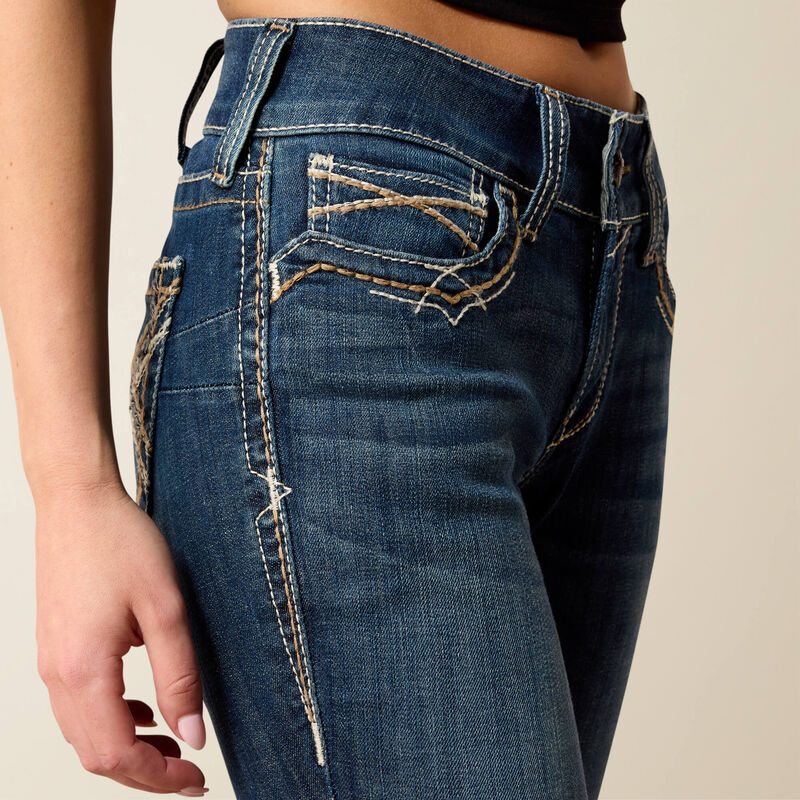 Ariat® Women's Mid-Rise "Entwined" Boot Cut Jeans - Festival Blue
