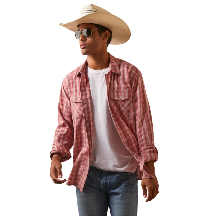Ariat® Men's "Hart Retro" Long Sleeve Western Shirt - White Asparagus