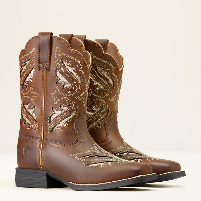 Ariat® Kid's "Round Up Bliss" Western Boots - Sassy Brown