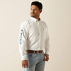 Ariat® Men's "Team Logo" Western Shirt - White & Teal