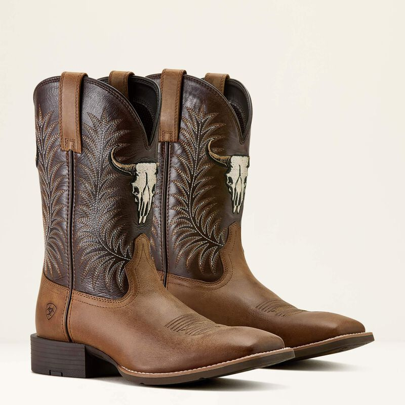 Ariat® Men's "Sport Steer Skull" Western Boots - Sandstorm