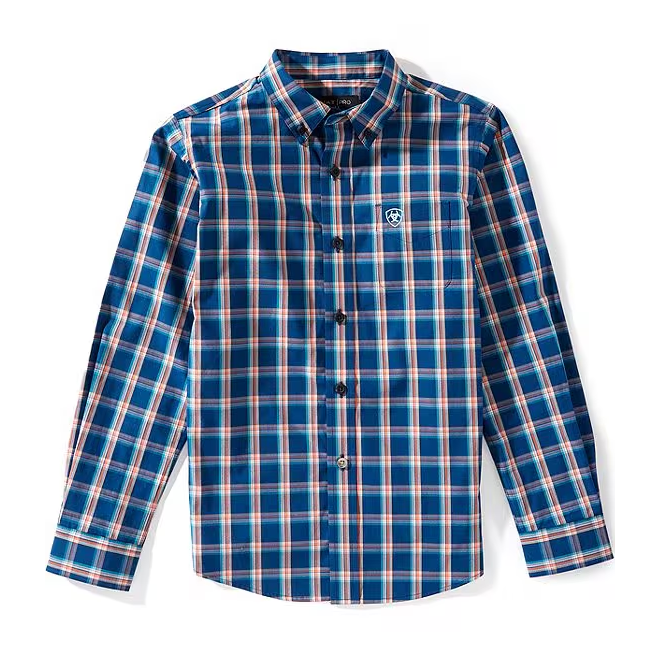 Ariat® Boy's Pro Series "Jackson" Long Sleeve Western Shirt - Poseidon