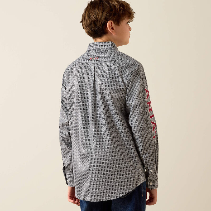Ariat® Boy's "Team Ward" Long Sleeve Western Shirt - Geo Print