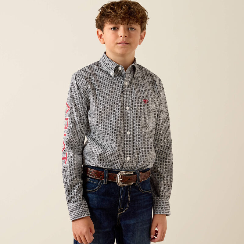 Ariat® Boy's "Team Ward" Long Sleeve Western Shirt - Geo Print