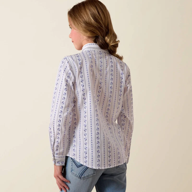 Ariat® Girl's "Grace" Long Sleeve Western Shirt - Blossom Striped