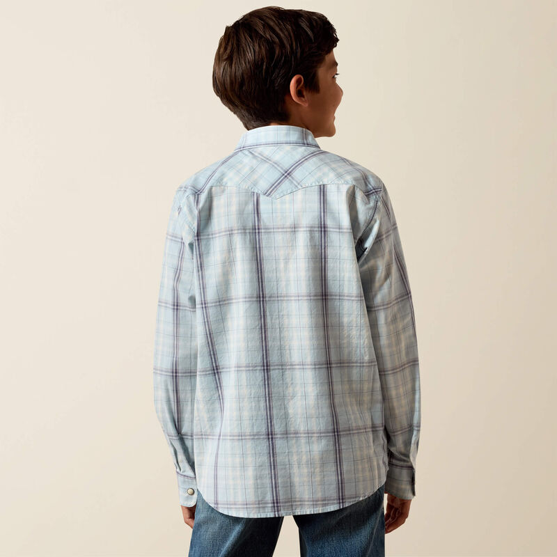Ariat® Boy's "Retro Heath" Long Sleeve Western Shirt - Shadow Plaid