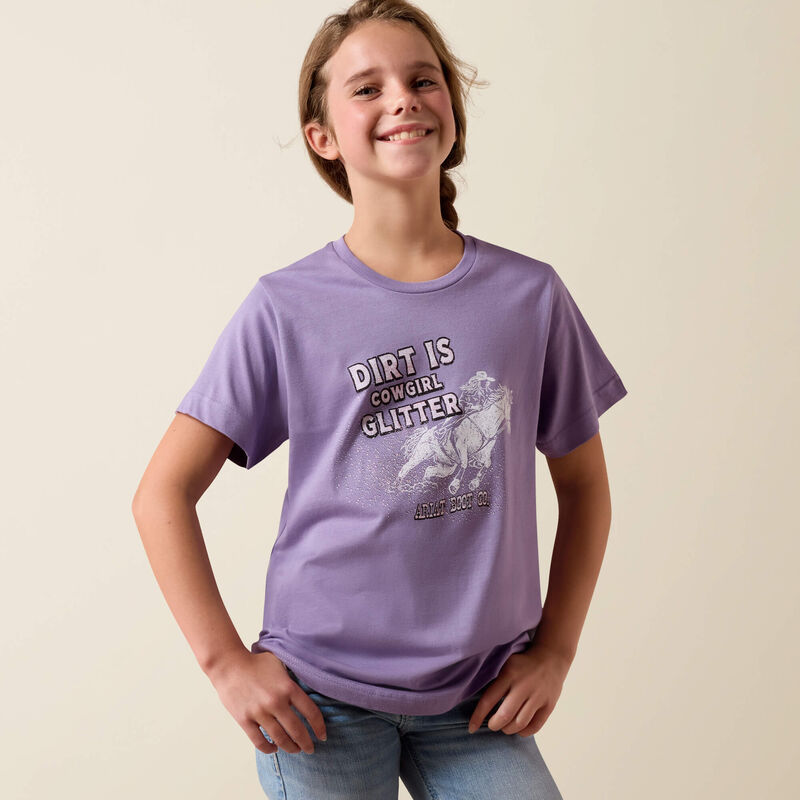 Ariat® Girl's "Dirt Is Glitter" T-Shirt - Lavender