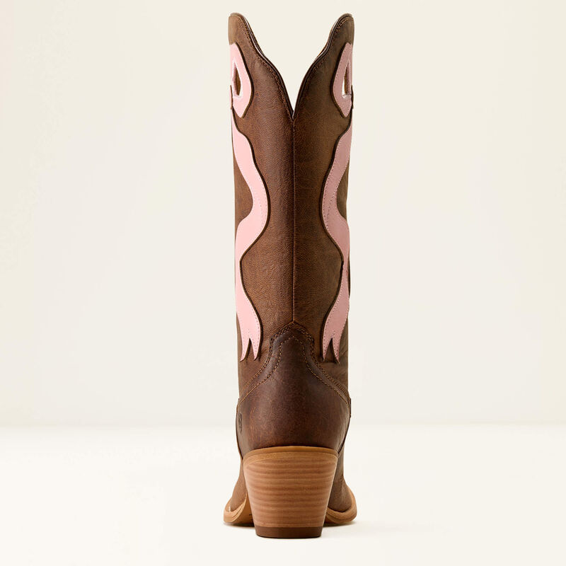 Ariat® Women's "Beaux J-Toe" Western Boots - Weathered Tan & Baby Pink