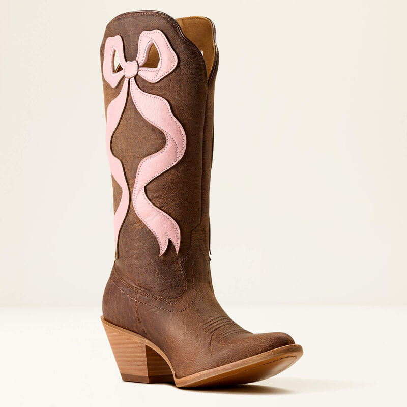 Ariat® Women's "Beaux J-Toe" Western Boots - Weathered Tan & Baby Pink