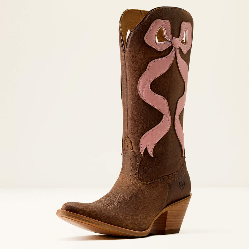 Ariat® Women's "Beaux J-Toe" Western Boots - Weathered Tan & Baby Pink