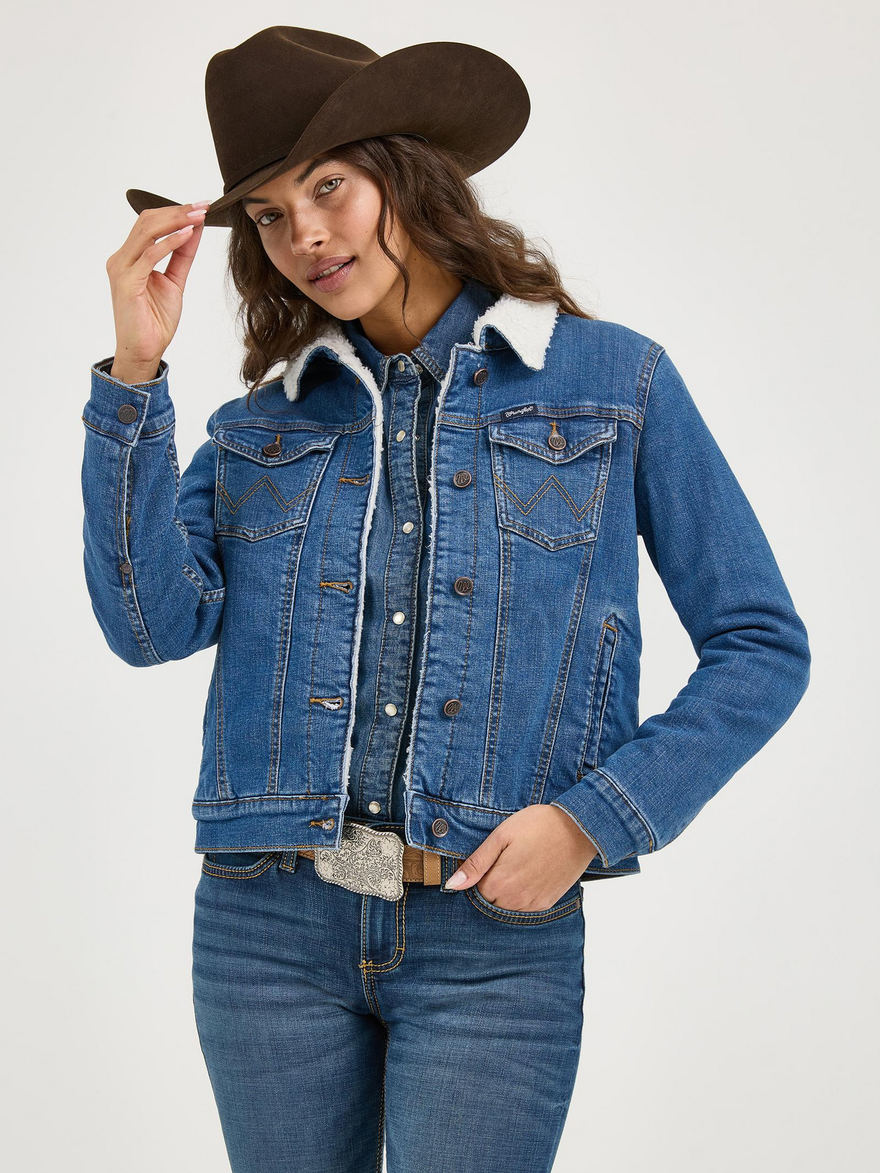 Wrangler® Women's Sherpa Lined Denim Jacket