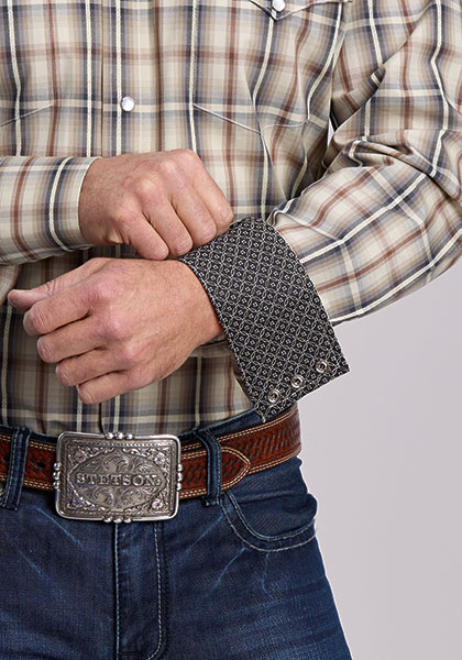 Stetson® Men's Long Sleeve Western Shirt - Wheat Plaid