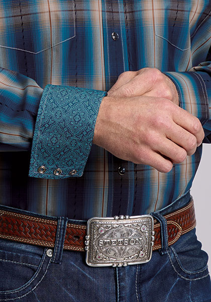 Stetson® Men's Long Sleeve Western Shirt - Marine Ombre