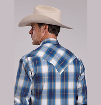 Stetson® Men's Long Sleeve Western Shirt - Azure Ombre Plaid