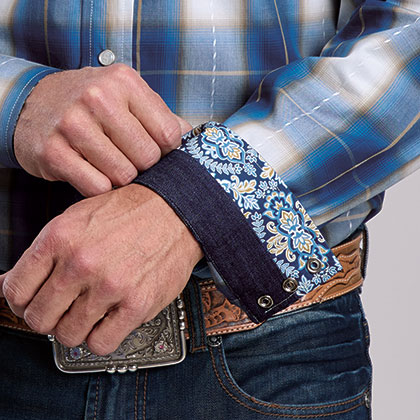 Stetson® Men's Long Sleeve Western Shirt - Azure Ombre Plaid