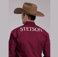 Stetson® Men's Long Sleeve Western Shirt - Wine Logo