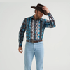 Wrangler® Men's "Checotah" Classic Fit Western Shirt - Grey Multi