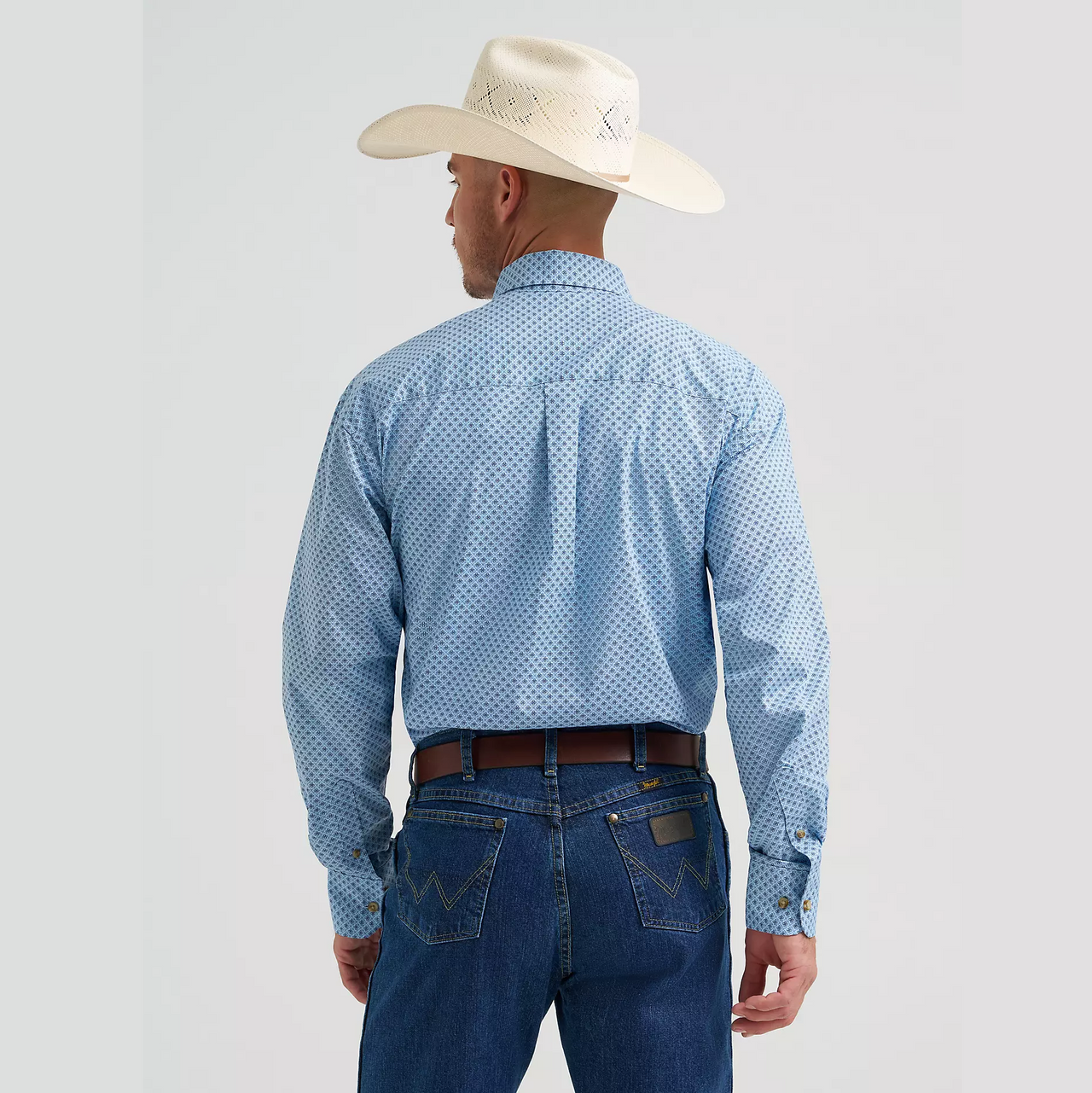 Wrangler® Men's George Strait™ Western Shirt - Baby Blue Cross