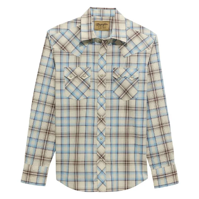Wrangler® Men's Retro Long Sleeve Western Shirt - Ecru Plaid