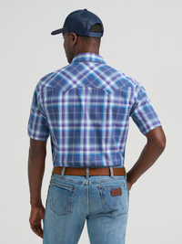 Wrangler® Men's Retro Short Sleeve Western Shirt - Blue Plaid