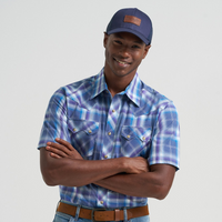 Wrangler® Men's Retro Short Sleeve Western Shirt - Blue Plaid