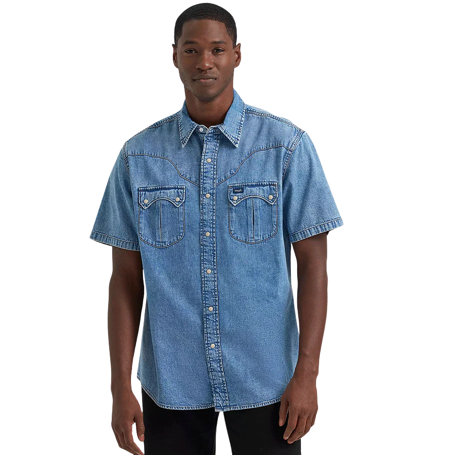 Wrangler® Men's Vintage Inspired Short Sleeve Shirt - Denim