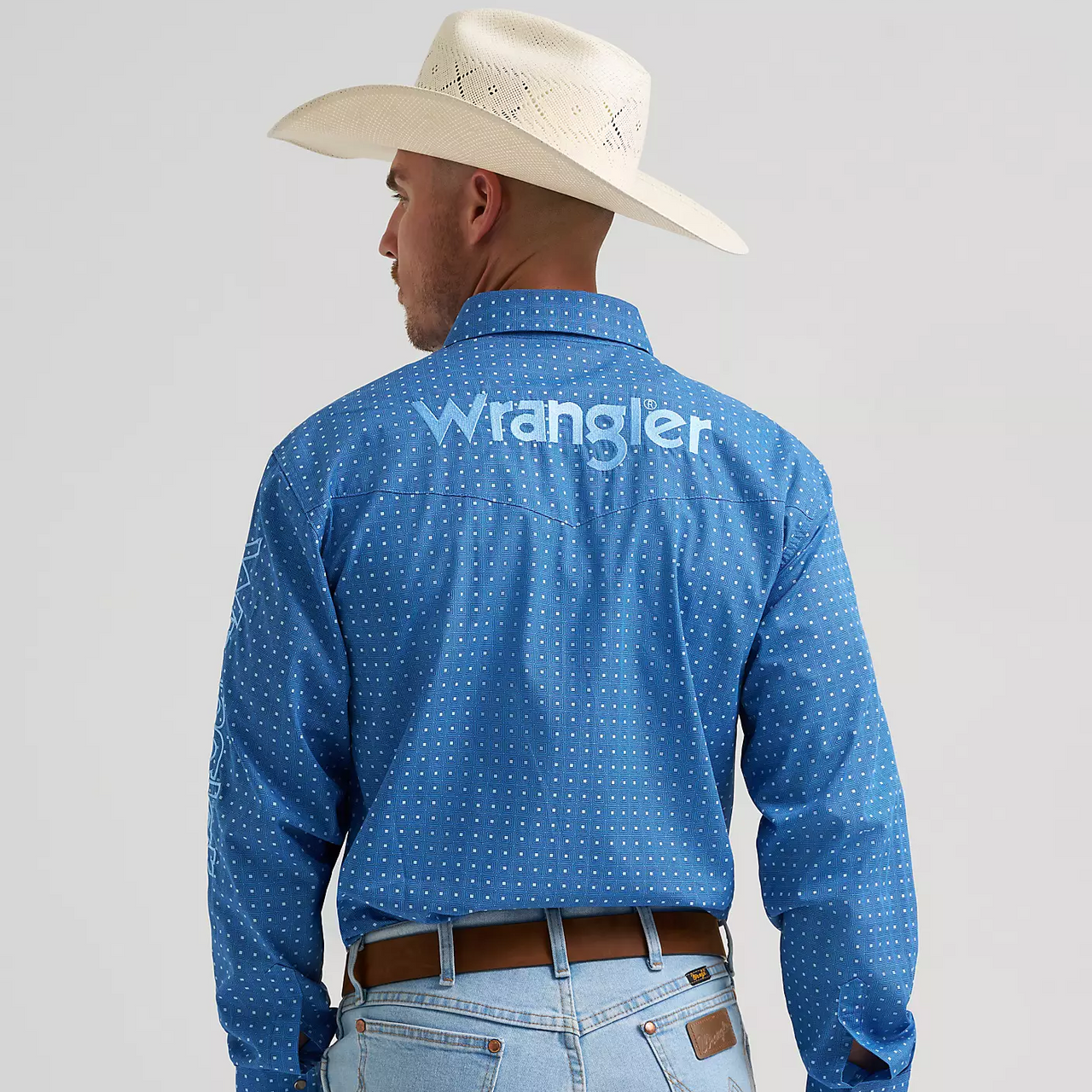 Wrangler® Men's Logo Long Sleeve Western Shirt - Blue