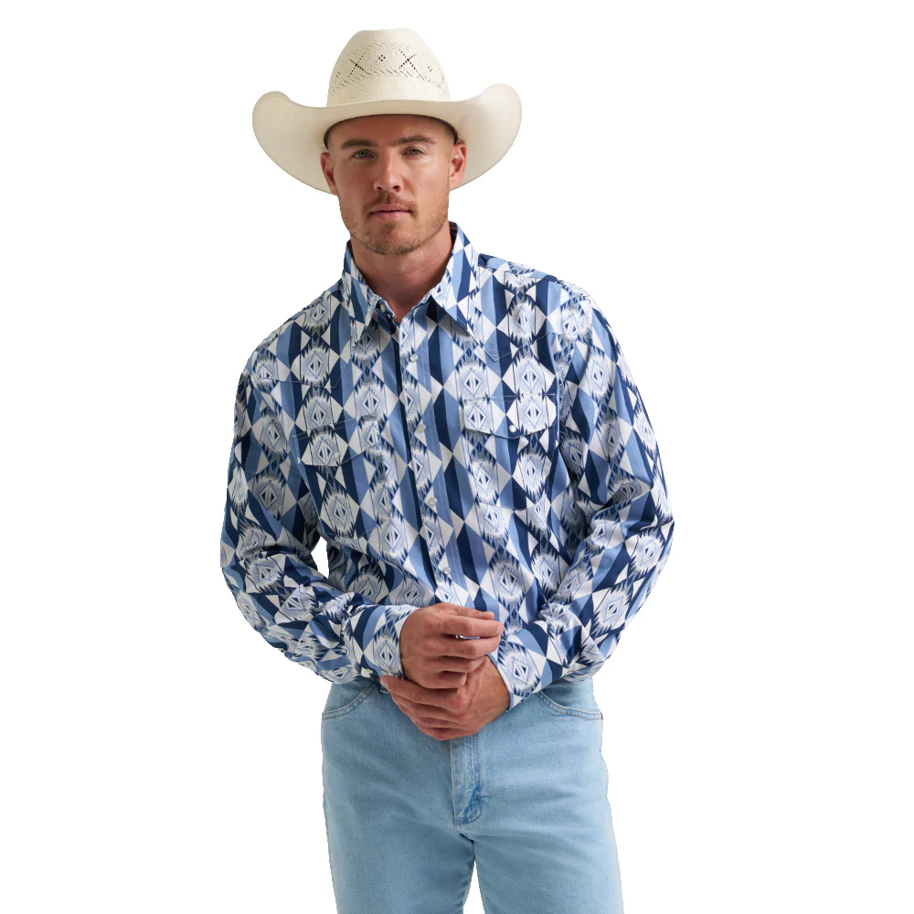 Wrangler® Men's "Checotah"® Western Shirt - Blue