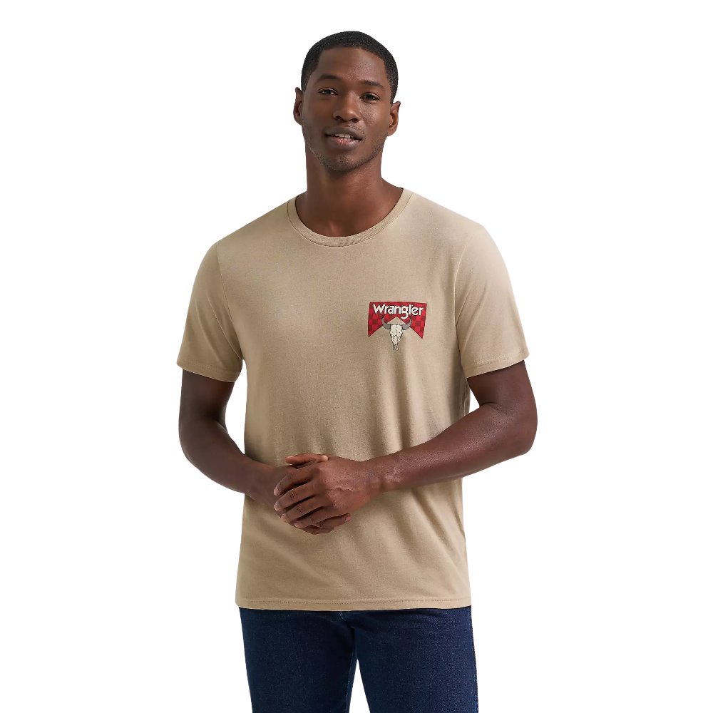 Wrangler® Men's Bull Checkerboard Graphic T-Shirt - Trench Coat Heather