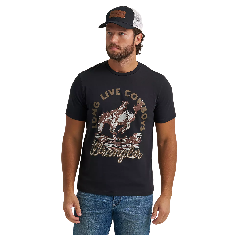 Wrangler® Men's "Sepia Cowboy" Graphic T-Shirt - Jet Black