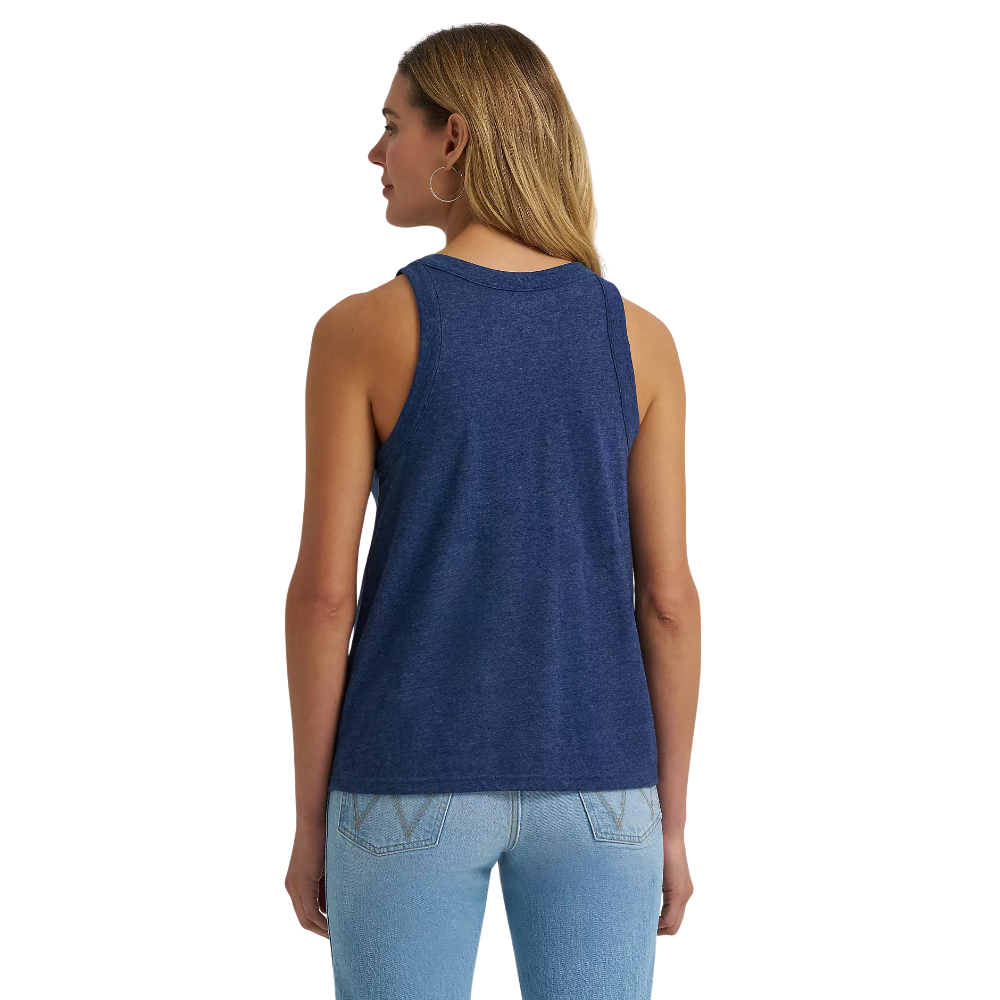 Wrangler® Women's "Make Your Own Luck" Graphic Tank Top - Pageant Blue Heather