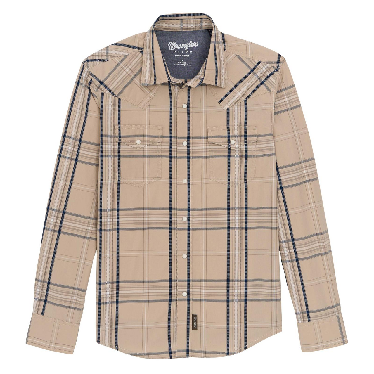 Wrangler® Men's Retro Premium Western Shirt - Tan Plaid