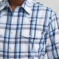 Wrangler® Men's Wrinkle Resistant Short Sleeve Shirt - Blue Plaid