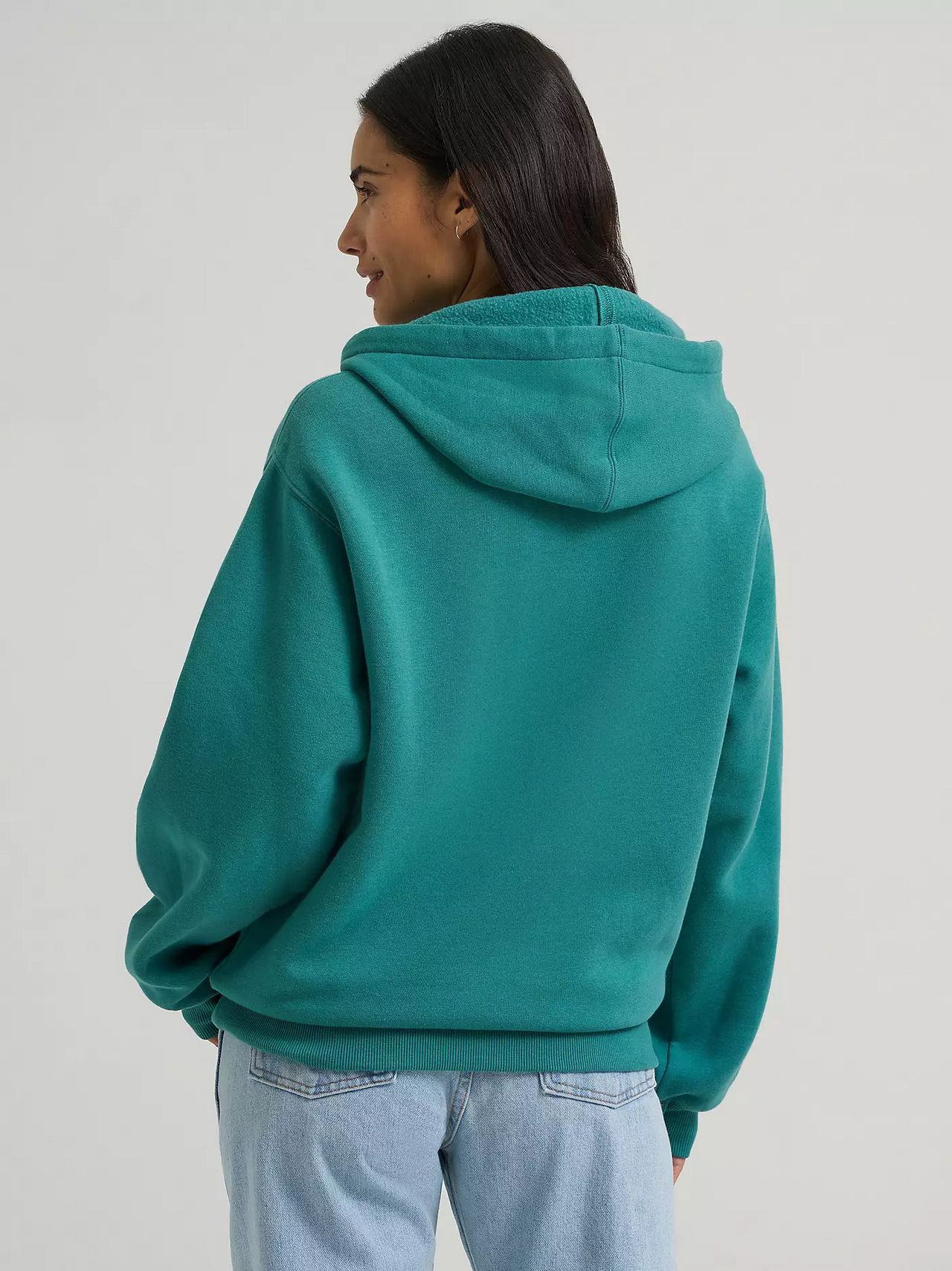 Wrangler® Women's "Wide Open" Logo Graphic Hoodie - Teal Dream